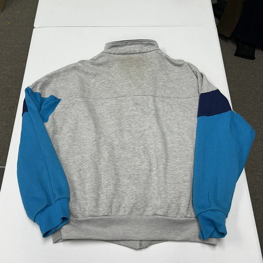 Adidas Track Jacket Mens XL Grey Blue Colorblock Full Zip Trefoil Logo Vintage